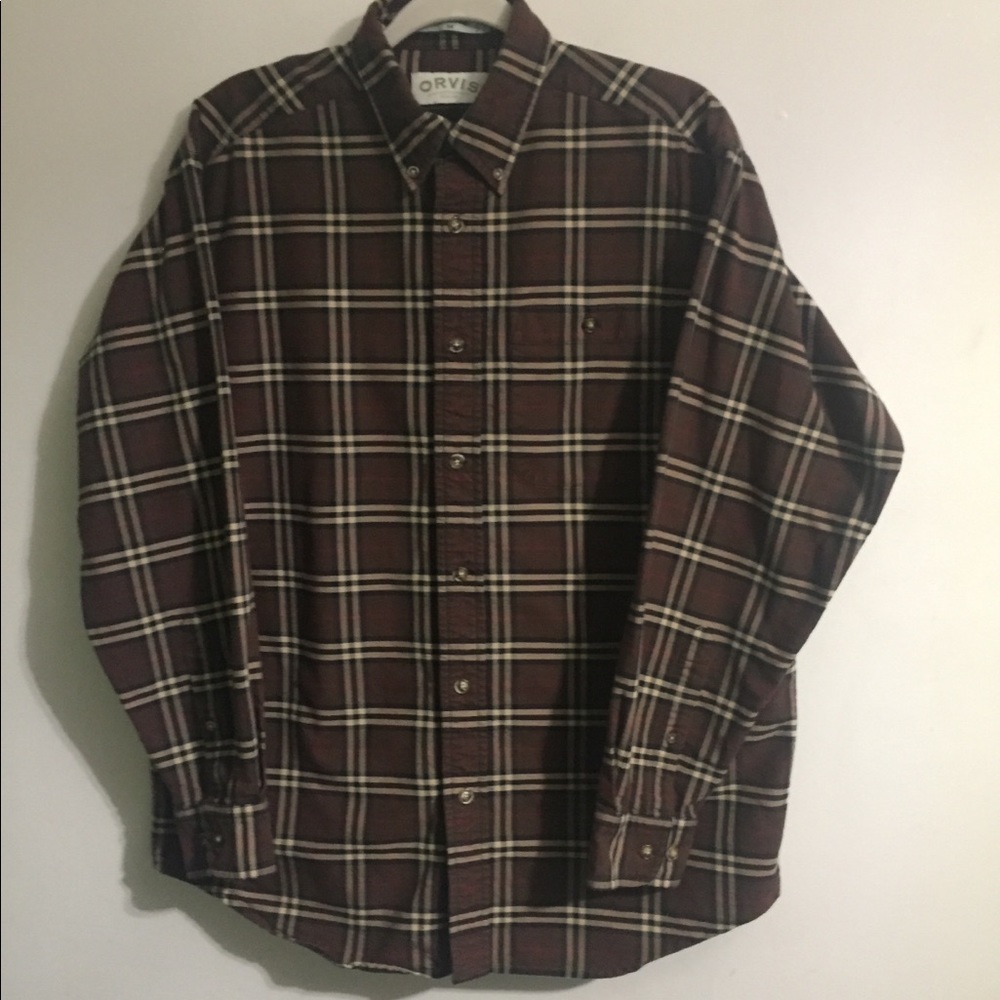 Orvis Brown Plaid Button Down. Medium - image 1